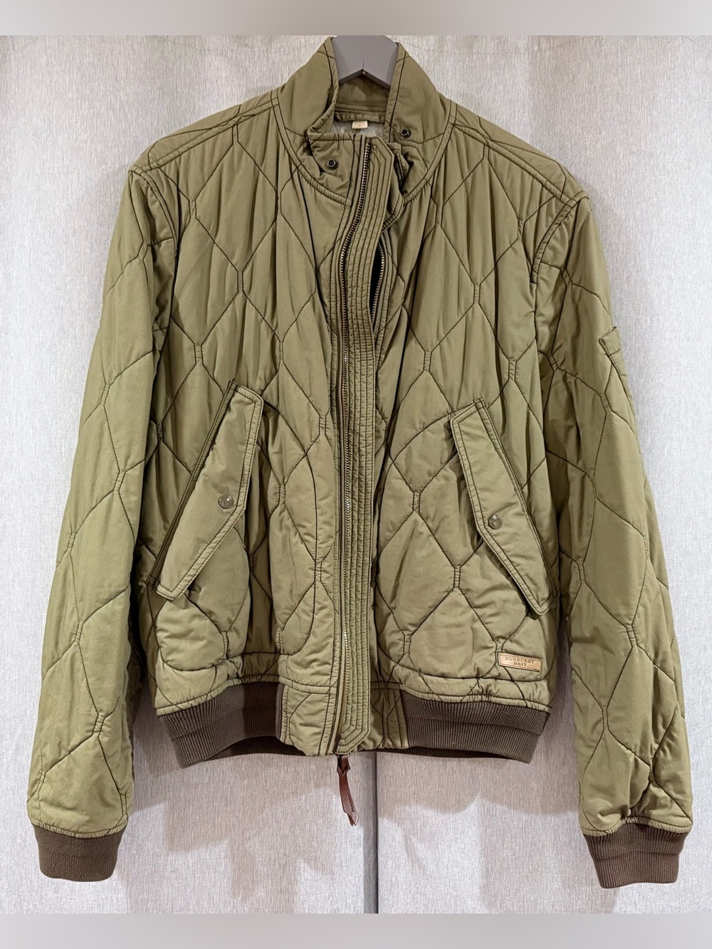 Burberry Brit Quilted Bomber Jacket Olive